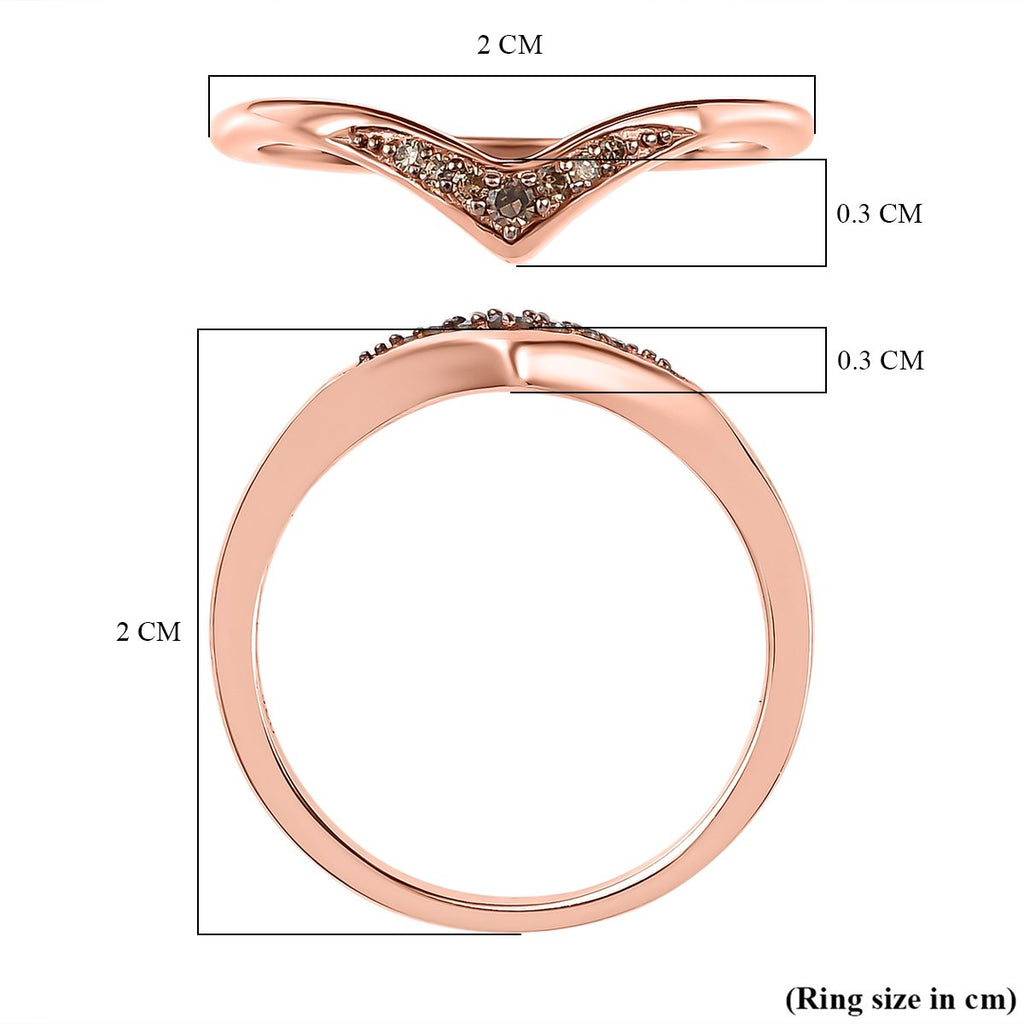 D'Joy - Champagne Diamond Wishbone Ring in 18K Vermeil Rose Gold Plated Sterling Silver_7365620_5
