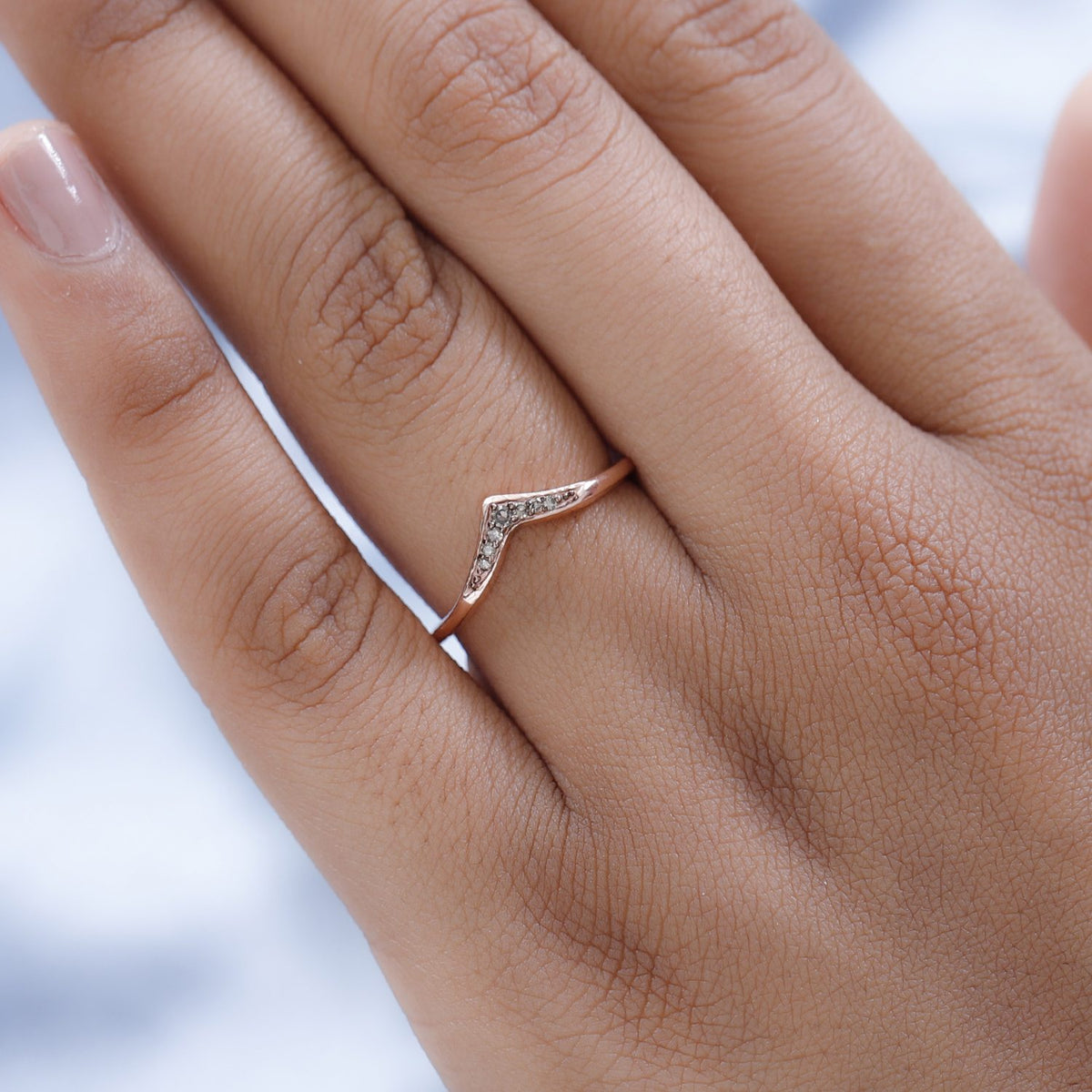 D'Joy - Champagne Diamond Wishbone Ring in 18K Vermeil Rose Gold Plated Sterling Silver V32518982 3