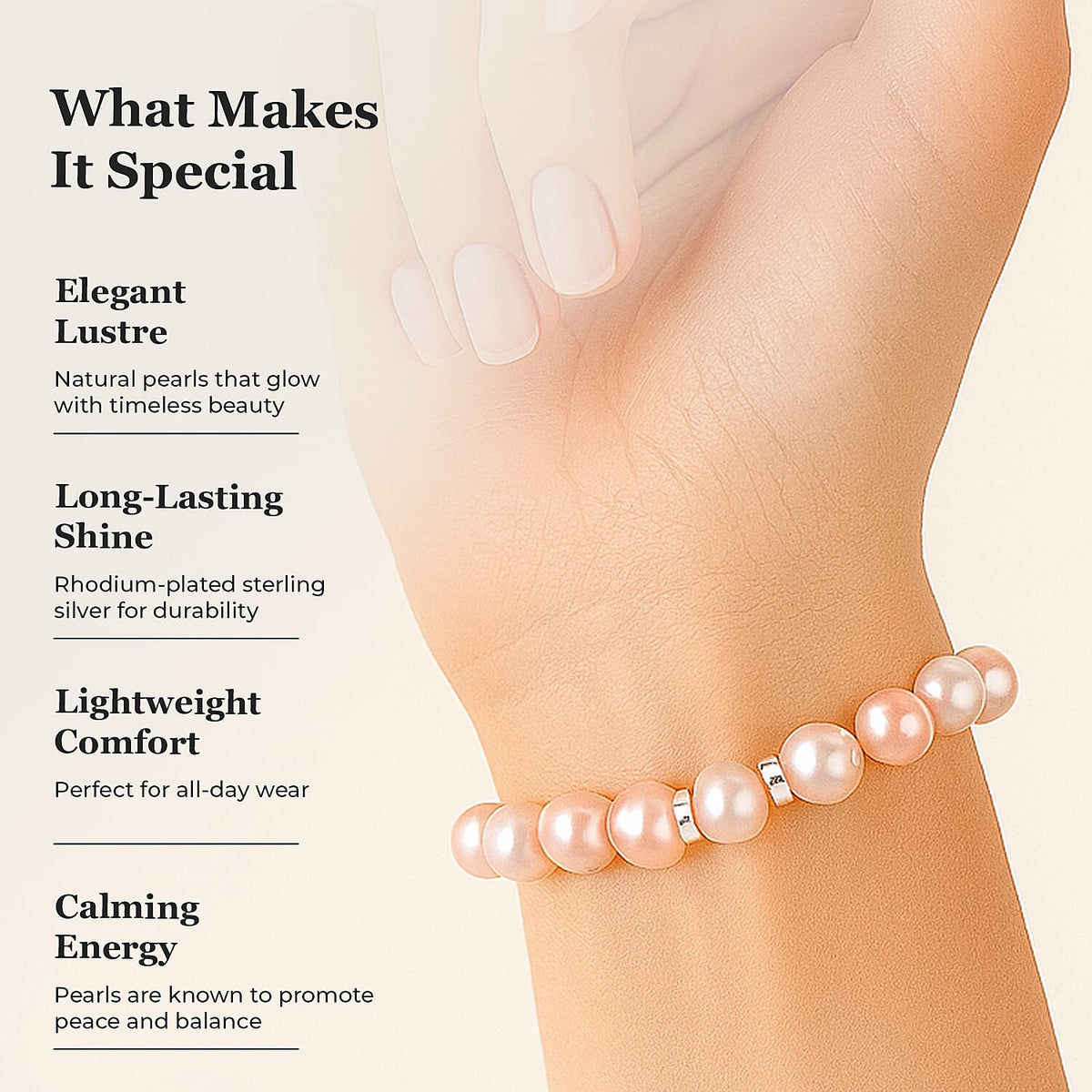 White Fresh Water Pearl Bracelet (Size - 7.5) in Rhodium Overlay Sterling Silver 7368197 4