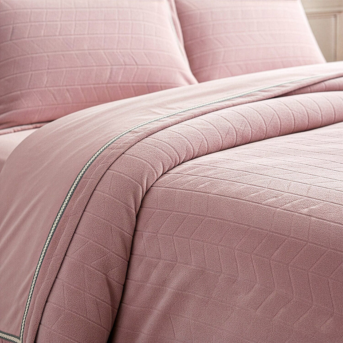 Luxury Velour Set of 3 Duvet Cover with 2 Oxford Pillow Cases - Pink Double 7368279 2