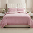 Luxury Velour Set of 3 Duvet Cover with 2 Oxford Pillow Cases - Pink Double