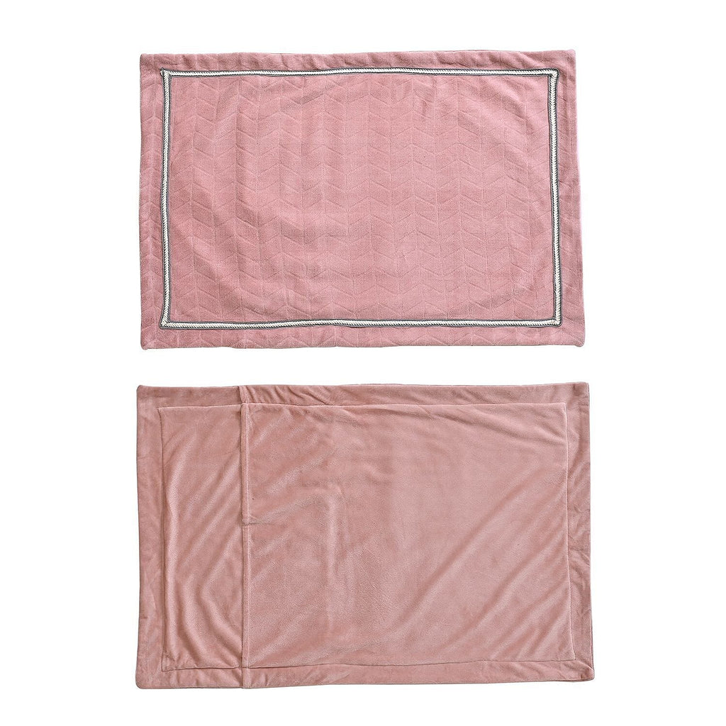 Luxury Velour Set of 3 Duvet Cover with 2 Oxford Pillow Cases - Pink Double