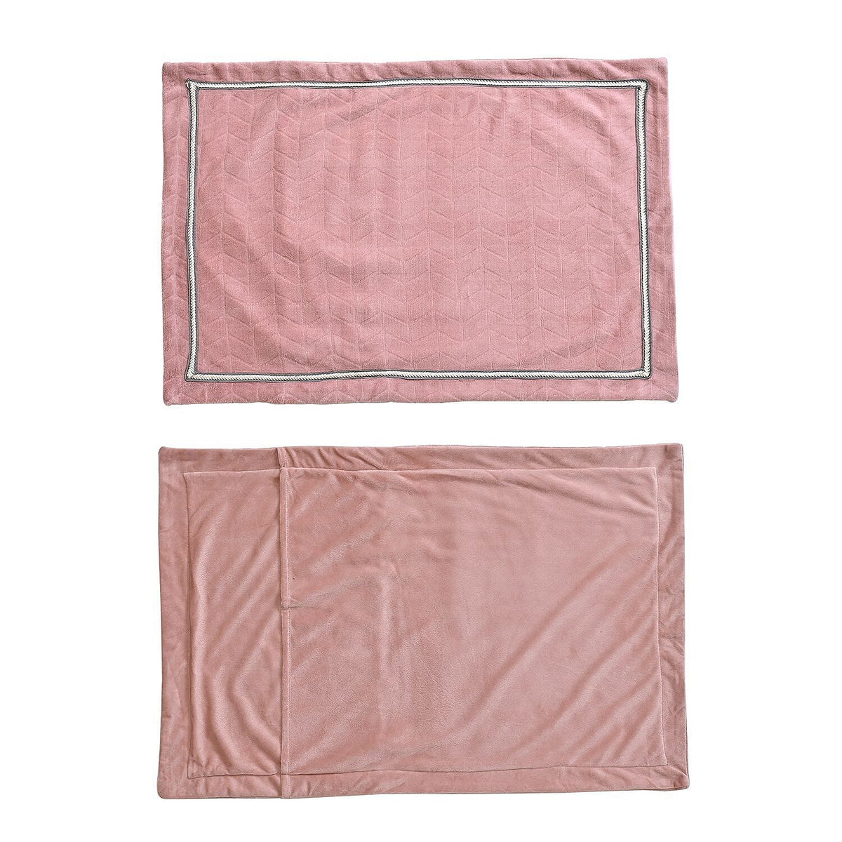 Luxury Velour Set of 3 Duvet Cover with 2 Oxford Pillow Cases - Pink Double 7368279 7