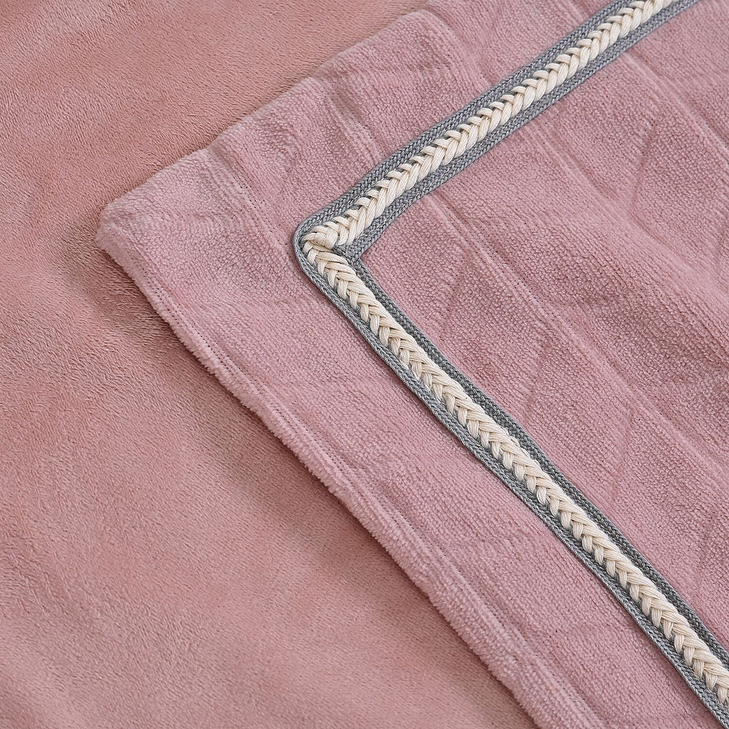 Luxury Velour Set of 3 Duvet Cover with 2 Oxford Pillow Cases - Pink Double