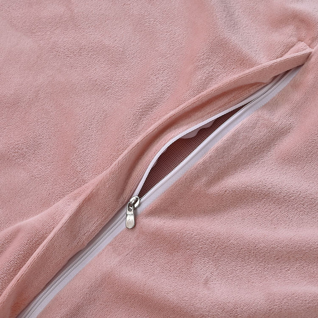 Luxury Velour Set of 3 Duvet Cover with 2 Oxford Pillow Cases - Pink Double