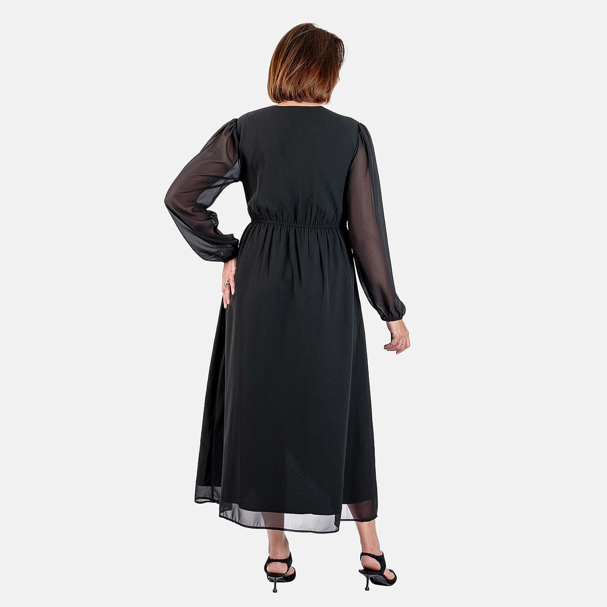 TAMSY Front Wrap V-neck Midi Dress V32516847 2