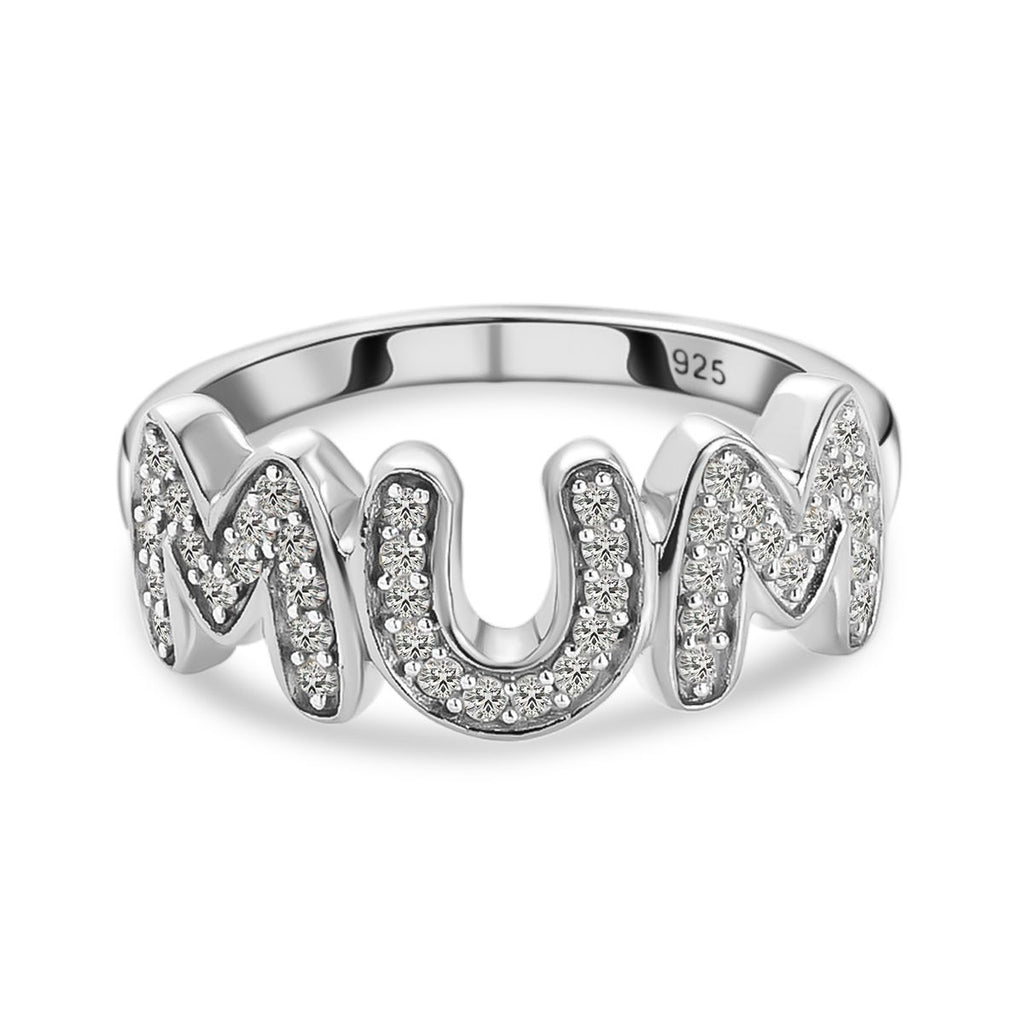 D'Joy Moissanite MUM Band Ring in Platinum Overlay Sterling Silver_7370658