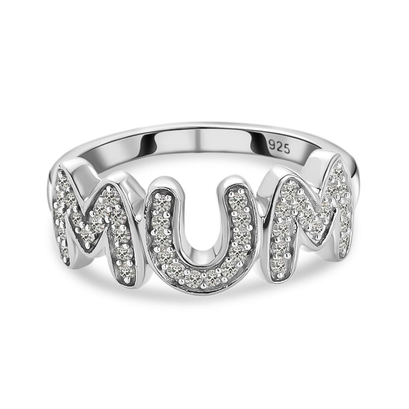 D'Joy Moissanite MUM Band Ring in Platinum Overlay Sterling Silver_7370659