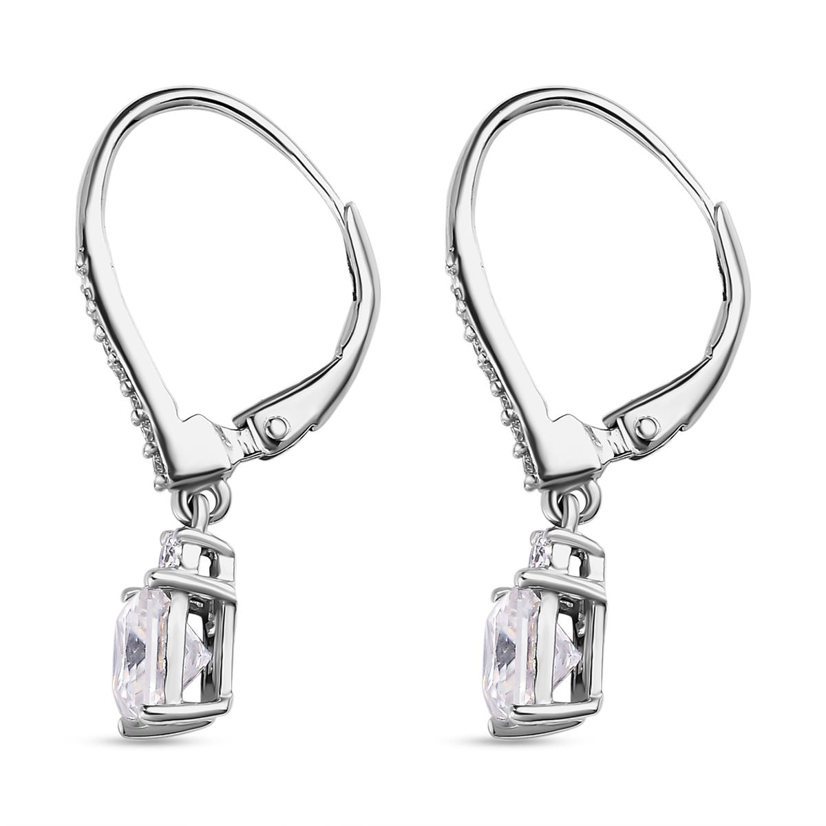 Moissanite Dangle Earrings in Platinum Overlay Sterling Silver 2.20 Ct. V32657961 5