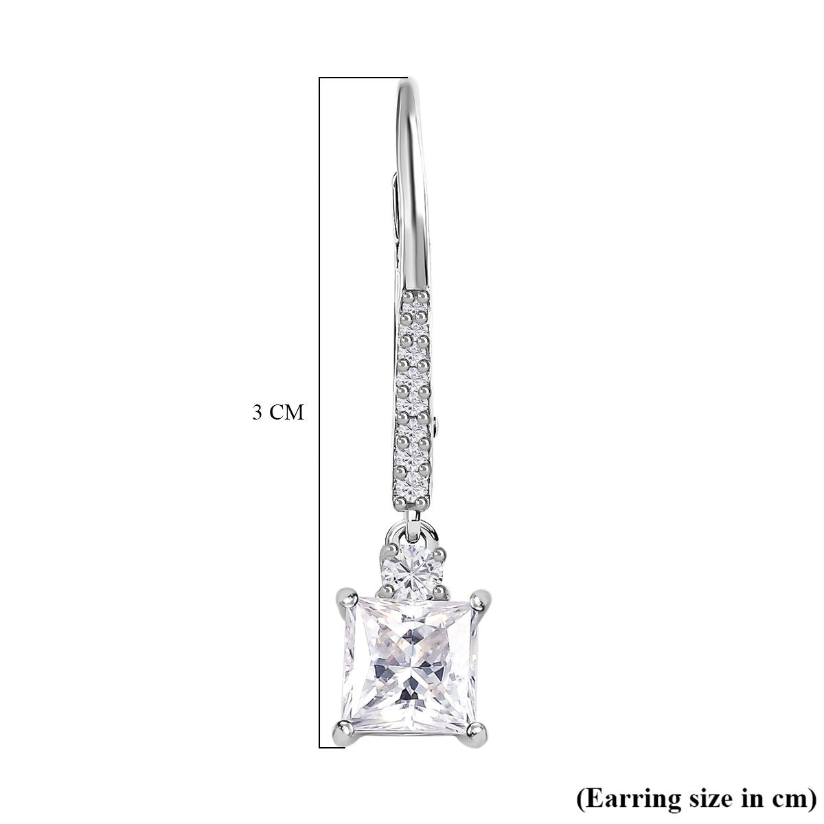 Moissanite Dangle Earrings in Platinum Overlay Sterling Silver 2.20 Ct. V32657961 6