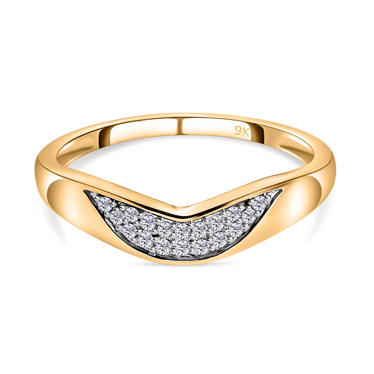 9K Yellow Gold SGL Certified Natural Diamond Wishbone Ring_7371699