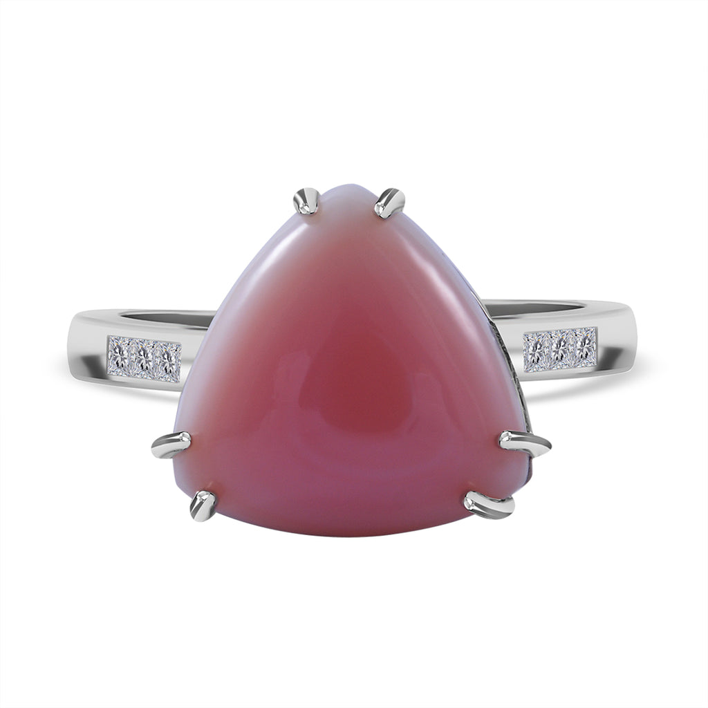 Queen Conch Shell and Moissanite Ring in Rhodium Overlay Sterling Silver 7.10 Ct._7373816