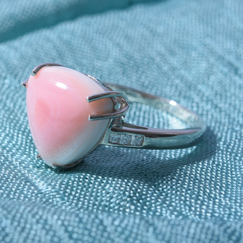 Queen Conch Shell and Moissanite Ring in Rhodium Overlay Sterling Silver 7.10 Ct._7373816_1
