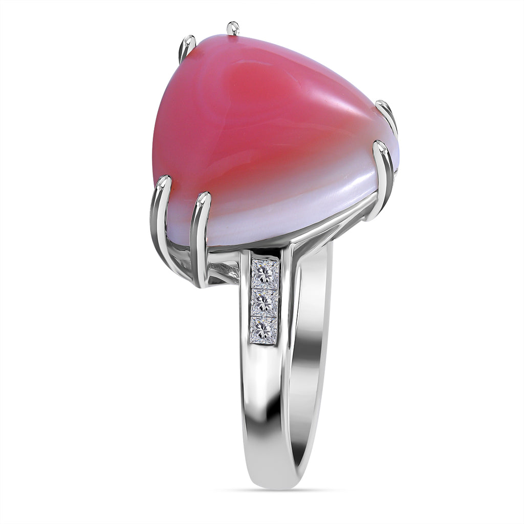 Queen Conch Shell and Moissanite Ring in Rhodium Overlay Sterling Silver 7.10 Ct._7373816_3