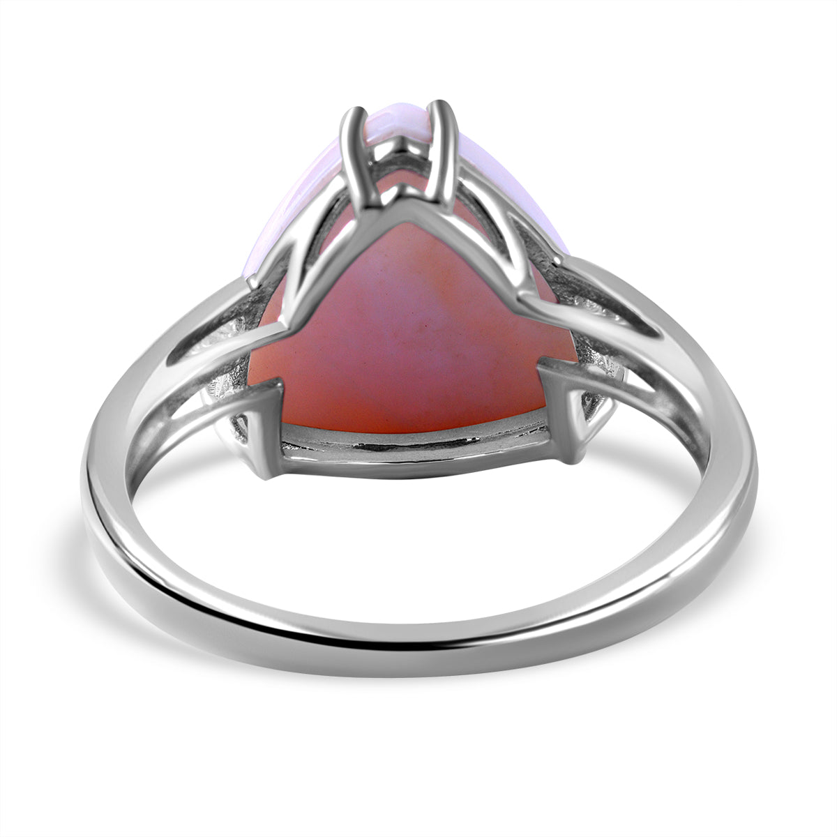 Pink Conch Shell and Moissanite Ring in Rhodium Overlay Sterling Silver  7.10 Ct. 7373816 4