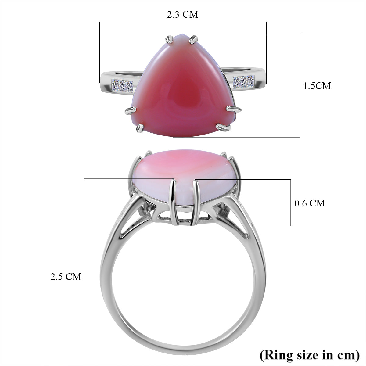 Pink Conch Shell and Moissanite Ring in Rhodium Overlay Sterling Silver  7.10 Ct. 7373816 5