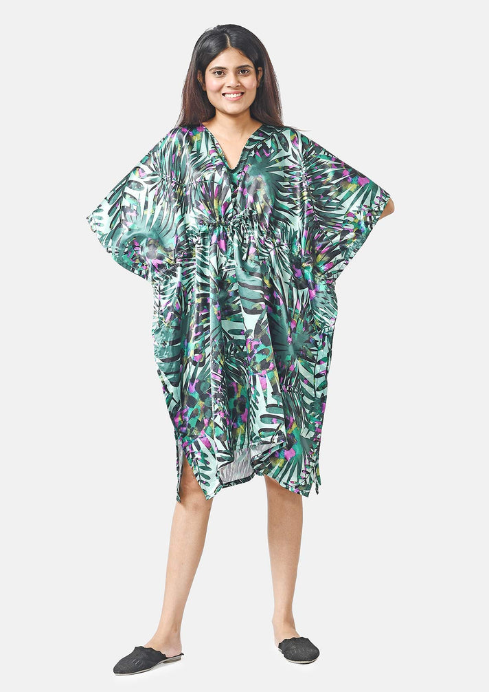 Tamsy V-neck Tropical Print Short Kaftan 7378603 1