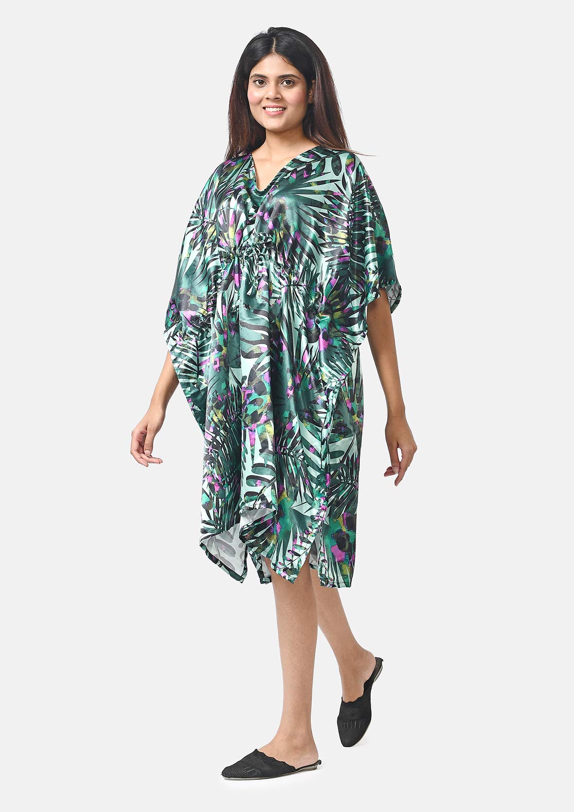 Tamsy V-neck Tropical Print Short Kaftan V32530628 4