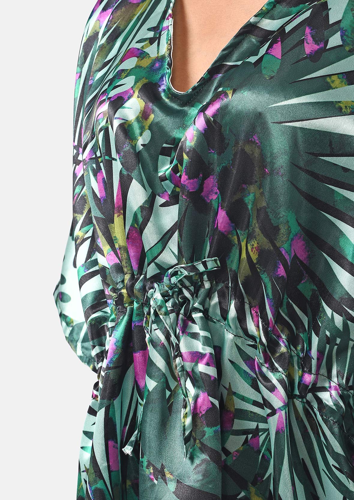 Tamsy V-neck Tropical Print Short Kaftan V32530628 5