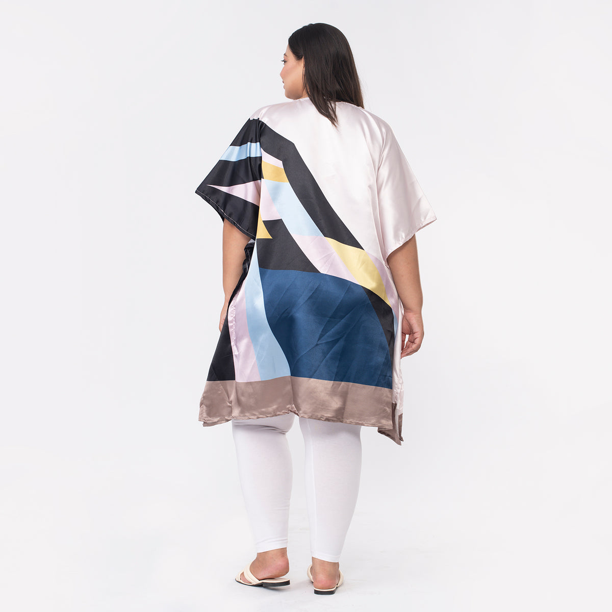 Tamsy Abstract Linear Illusion Print Short Kaftan V32512267 2