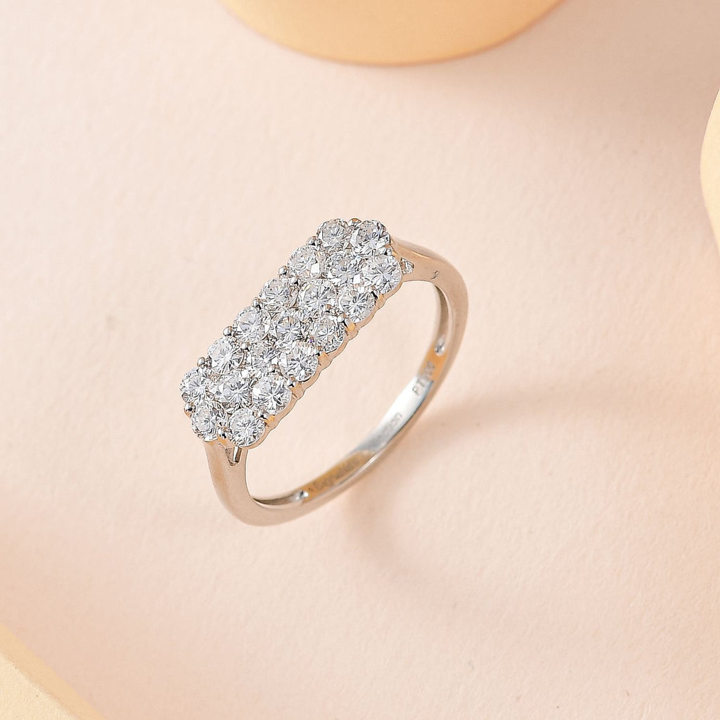 900 Platinum IGI Certified (SI/G-H) Diamond Cluster Ring 1.05 Ct._7379165_1