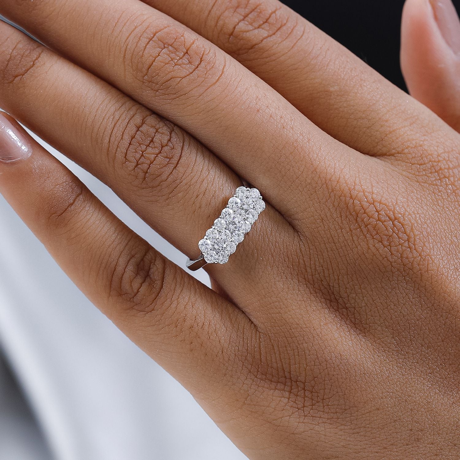 900 Platinum IGI Certified (SI-G-H) Diamond Cluster Ring 1.05 Ct. 7379165 3