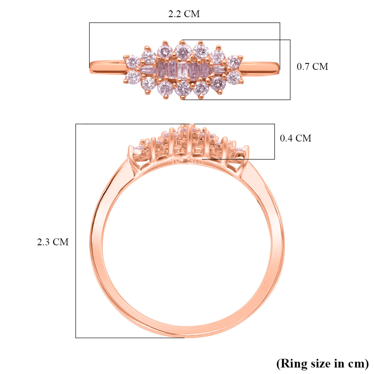 9K Rose Gold SGL Certified I3 Natural Pink Diamond Boat Ring 0.33 Ct. 7381900 6