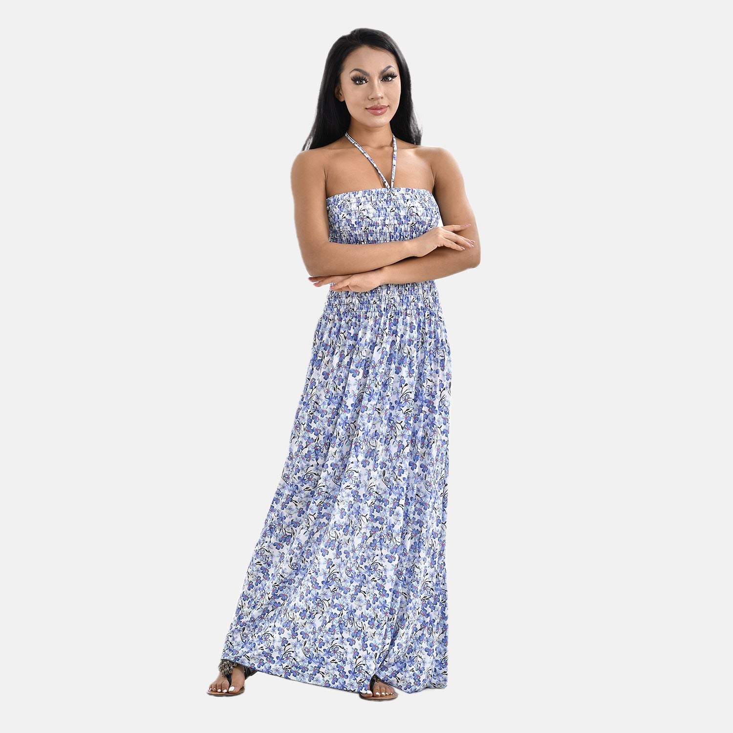TAMSY Floral Printed Smock Dress  - Light Blue 7437947 0