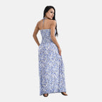 Tamsy Floral Printed Smock Dress (One Size, 8-18) - Light Blue_7437947_1