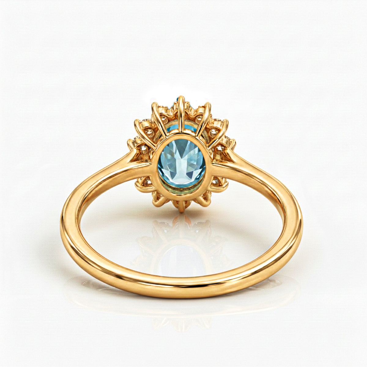 Princess Diana Inspired Aquamarine March Birthstone Halo Ring in Sterling Silver with 18K Vermeil Yellow Gold 7442089 8