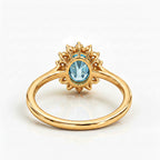 D'Joy - Aquamarine & Natural Cambodian Zircon Halo Ring in 18K Vermeil Yellow Gold Plated Sterling Silver 1.10 Ct._7442089_7