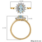 D'Joy - Aquamarine & Natural Cambodian Zircon Halo Ring in 18K Vermeil Yellow Gold Plated Sterling Silver 1.10 Ct._7442089_9