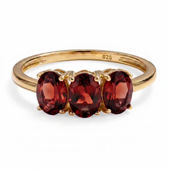 Mozambique Garnet Trilogy Ring in 18K Vermeil Yellow Gold Over Sterling Silver 7442105 1