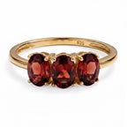 Royal Bali Collection - D'Joy Mozambique Garnet Trilogy Ring in 18K Vermeil Yellow Gold Plated Sterling Silver 1.60 Ct._7442106