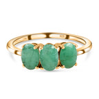 Emerald Trilogy Ring in 18K Yellow Gold Vermeil Plated Sterling Silver 1.40 Ct._7442180