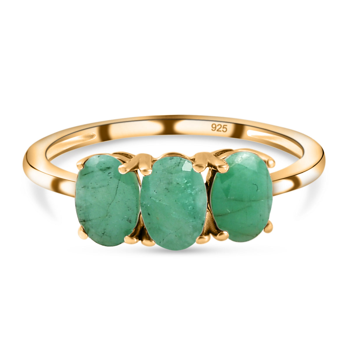 Emerald Trilogy Ring in 18K Vermeil Yellow Gold Over Sterling Silver V32514914 0