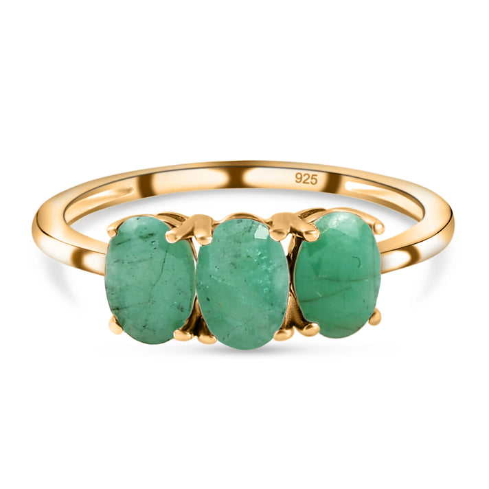 Emerald Trilogy Ring in 18K Vermeil Yellow Gold Over Sterling Silver 7442180 1