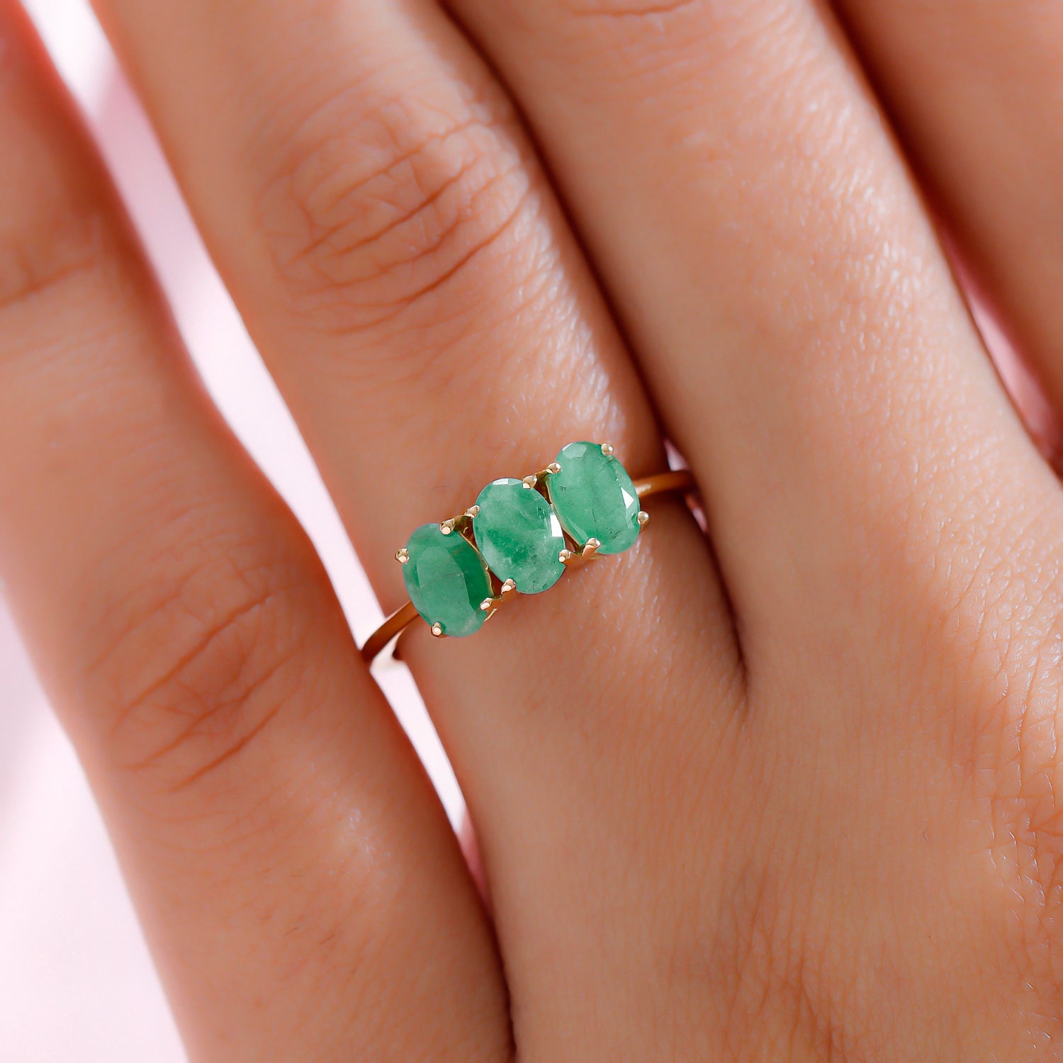 Emerald Trilogy Ring in 18K Vermeil Yellow Gold Over Sterling Silver V32514914 3
