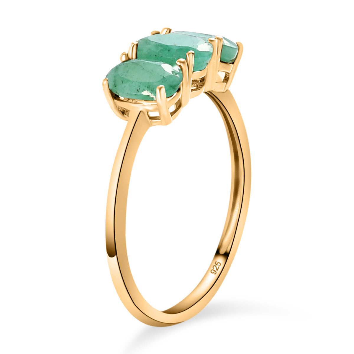 Emerald Trilogy Ring in 18K Vermeil Yellow Gold Over Sterling Silver V32514914 4