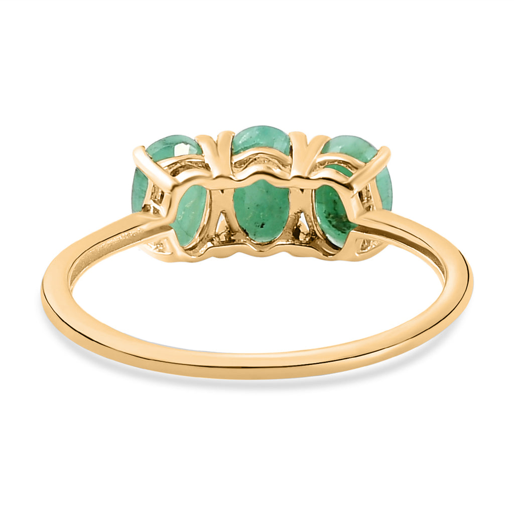 Emerald Trilogy Ring in 18K Yellow Gold Vermeil Plated Sterling Silver 1.40 Ct._7442180_4