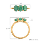 Emerald Trilogy Ring in 18K Yellow Gold Vermeil Plated Sterling Silver 1.40 Ct._7442185_5