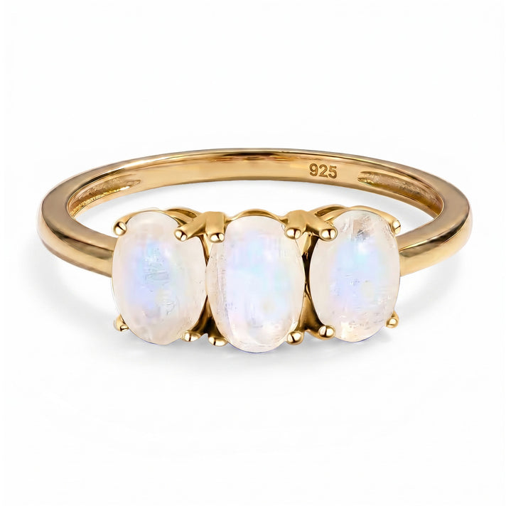 Rainbow Moonstone Trilogy Ring in 18K Vermeil Yellow Gold Over Sterling Silver 7442226 1