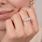 Royal Bali Collection - D'Joy Rainbow Moonstone Trilogy Ring in 18K Vermeil Yellow Gold Plated Sterling Silver 1.62 Ct._7442226_4