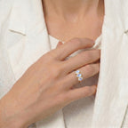 Royal Bali Collection - D'Joy Rainbow Moonstone Trilogy Ring in 18K Vermeil Yellow Gold Plated Sterling Silver 1.62 Ct._7442226_6