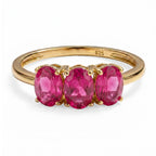 D'Joy - African Ruby Trilogy Ring in 18K Vermeil Yellow Gold Plated Sterling Silver 2.10 Ct._7442256