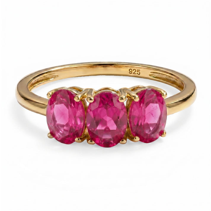 African Ruby Trilogy Ring in 18K Vermeil Yellow Gold Over Sterling Silver 7442256 1