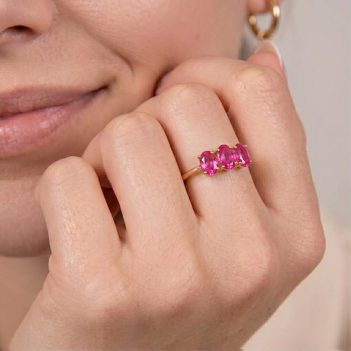 African Ruby Trilogy Ring in 18K Vermeil Yellow Gold Over Sterling Silver 7442256 3