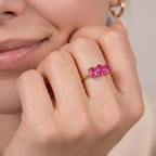 D'Joy - African Ruby Trilogy Ring in 18K Vermeil Yellow Gold Plated Sterling Silver 2.10 Ct._7442256_2