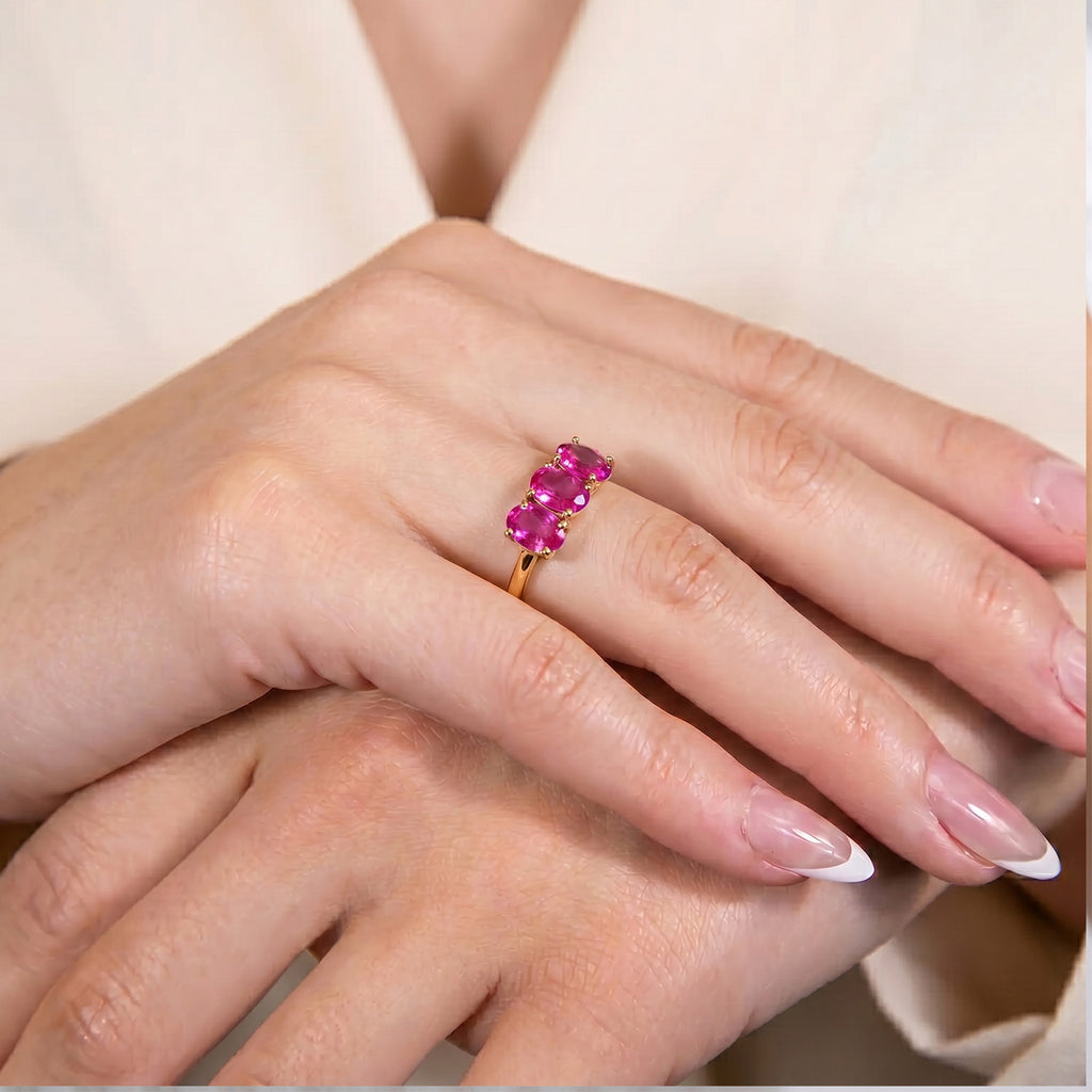 D'Joy - African Ruby Trilogy Ring in 18K Vermeil Yellow Gold Plated Sterling Silver 2.10 Ct._7442256_5