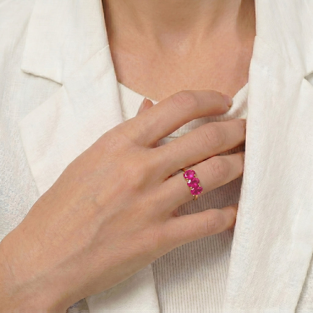 D'Joy - African Ruby Trilogy Ring in 18K Vermeil Yellow Gold Plated Sterling Silver 2.10 Ct._7442256_6